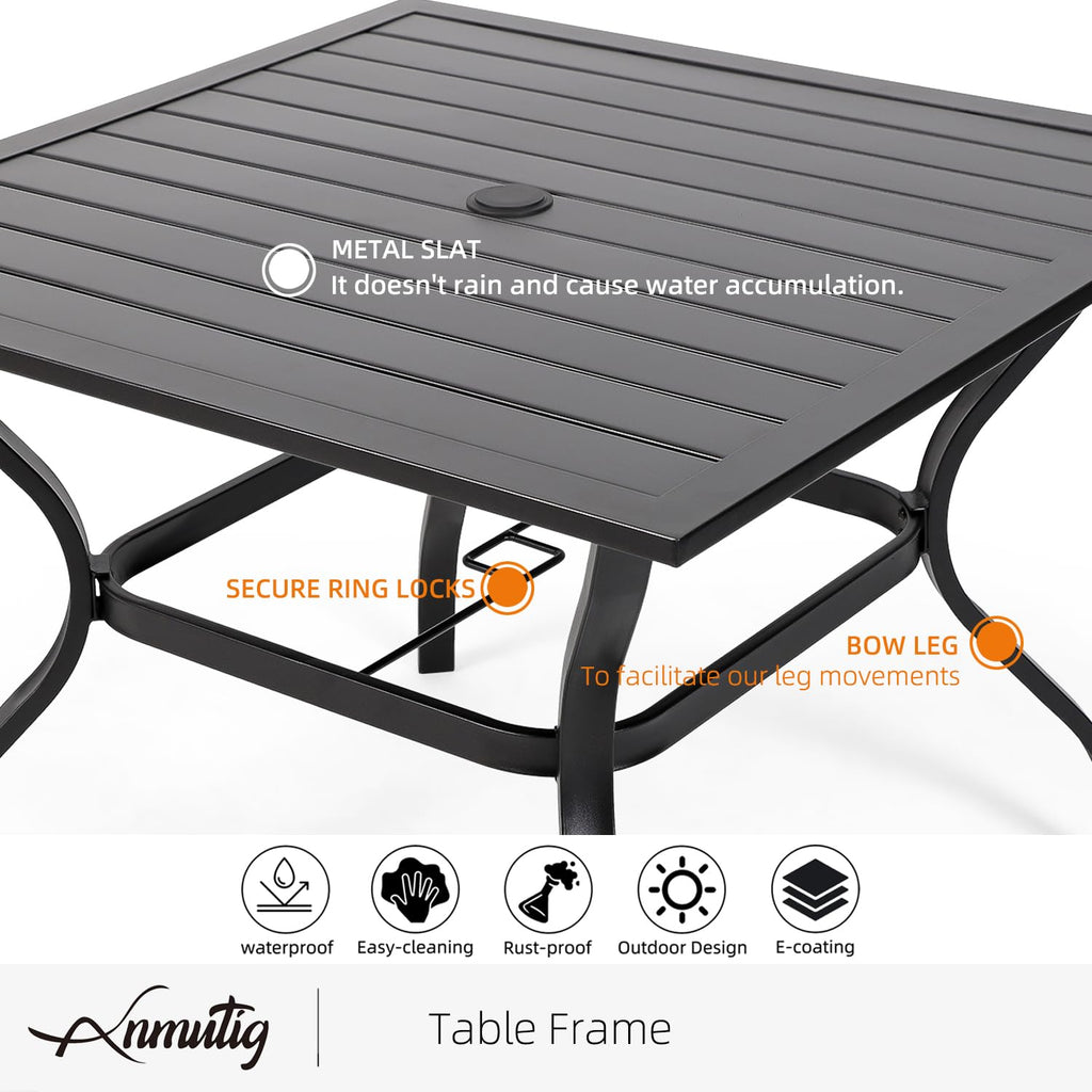 5 Piece Outdoor Dining Set with Grey Stackable Chairs and Square Table R537129