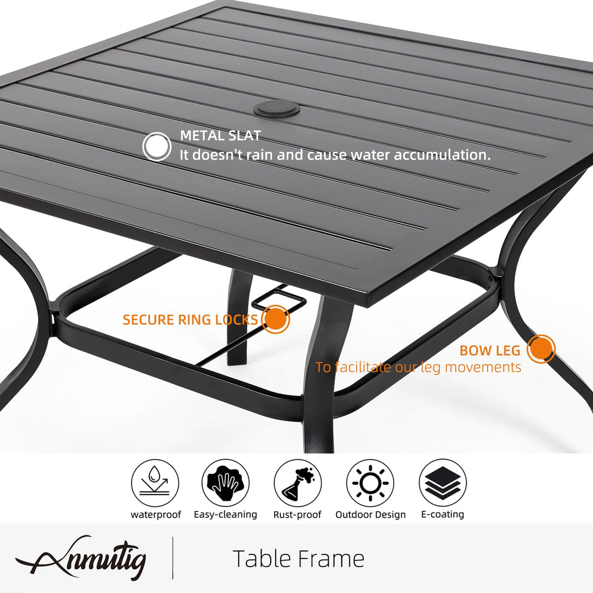 5 Piece Outdoor Dining Set with Grey Stackable Chairs and Square Table R537129