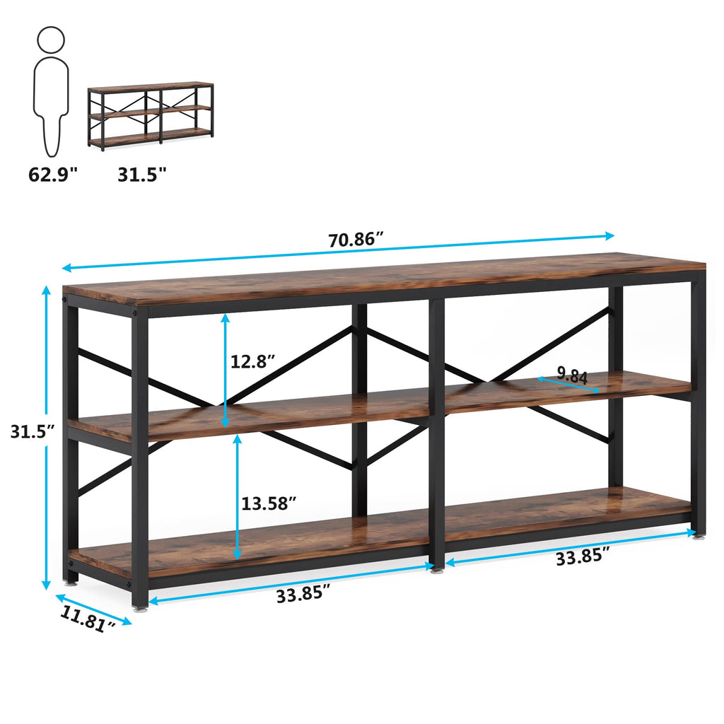 70.9 Inch 3-Tier Console Table with Storage Shelves Q6044