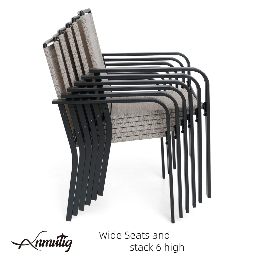 5 Piece Outdoor Dining Set with Grey Stackable Chairs and Square Table R537129