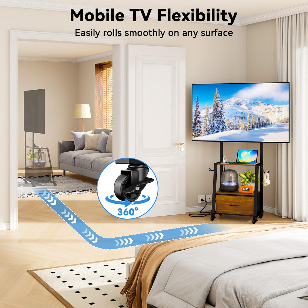 Rolling TV Stand on Wheels for 32-55 Inch TVs E334