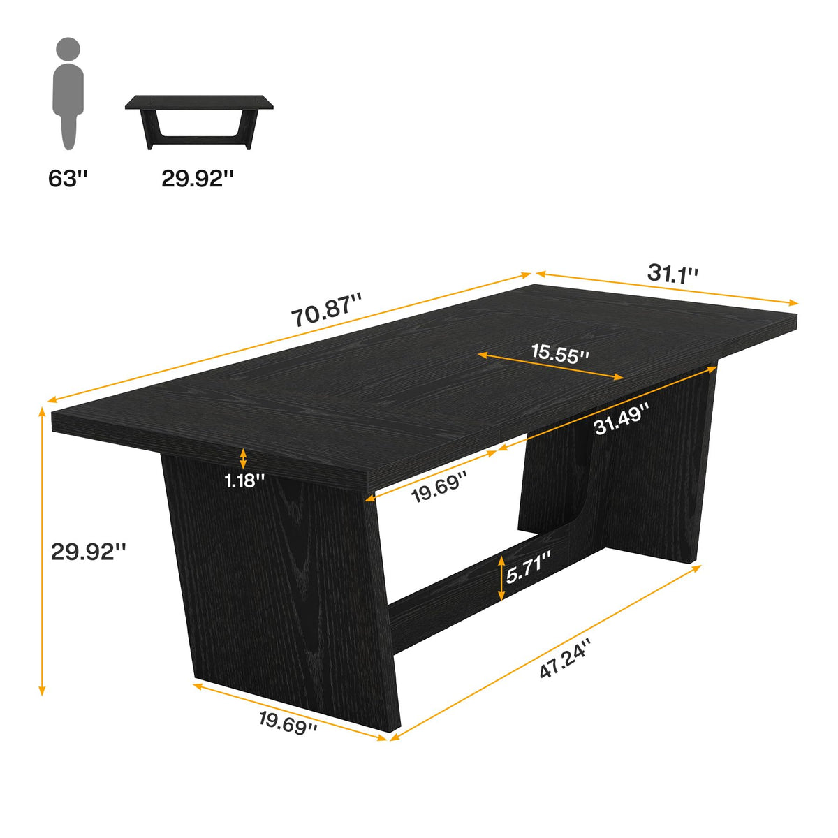 6 FT Rectangular Conference Table with Pedestal Base O933