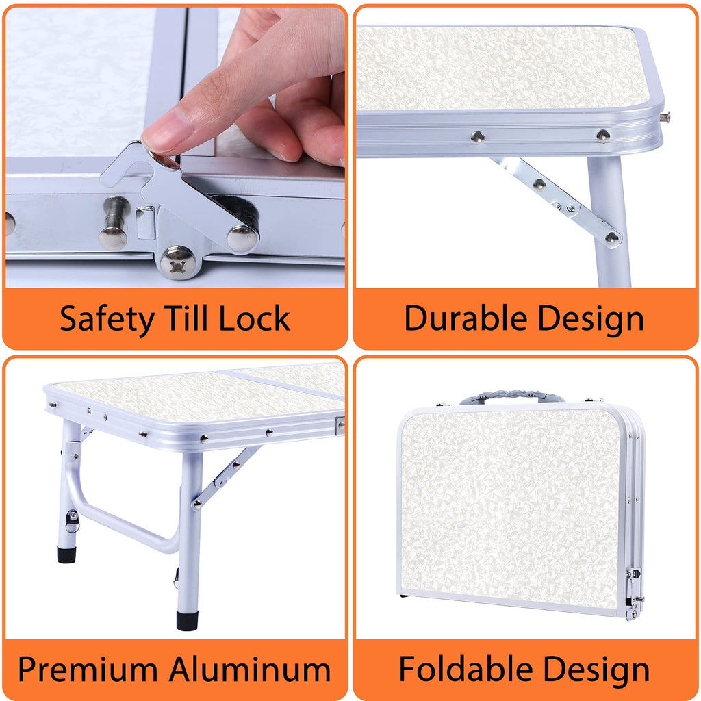 Small Portable Folding Camping Table, 3 Adjustable Height Lightweight Aluminum N42952