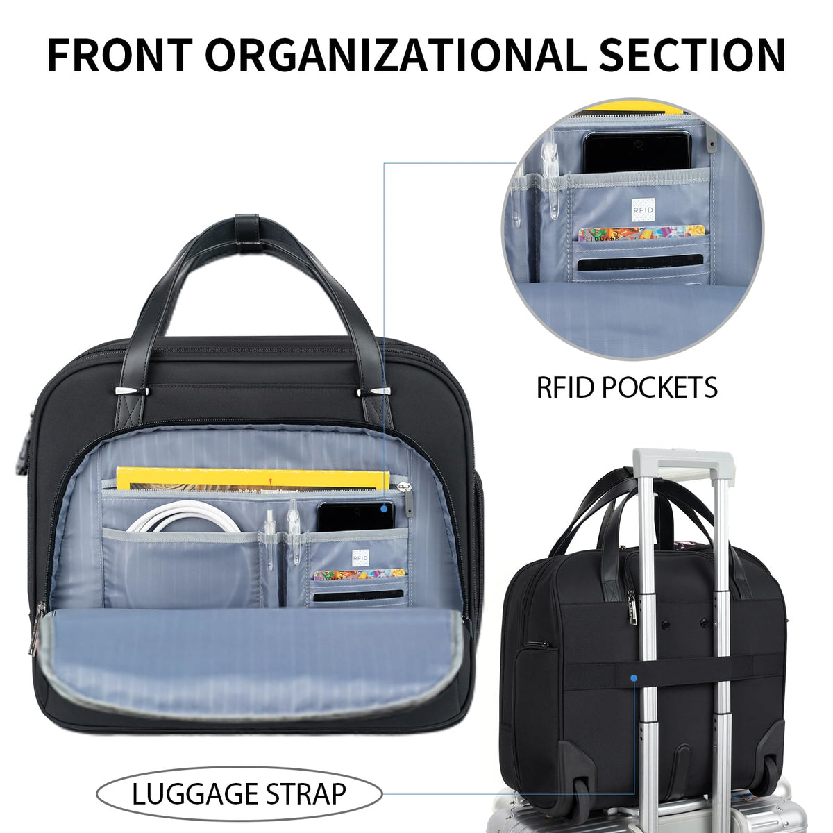Rolling Laptop Bag 15.6 Inch Black U293499