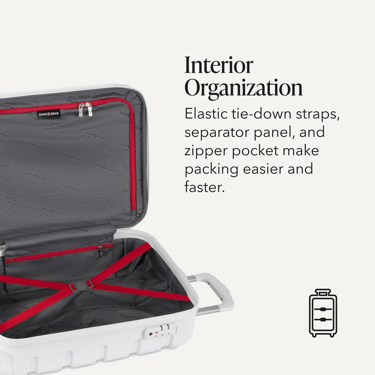White 19-Inch Hardside Expandable Carry-On Spinner Luggage V344