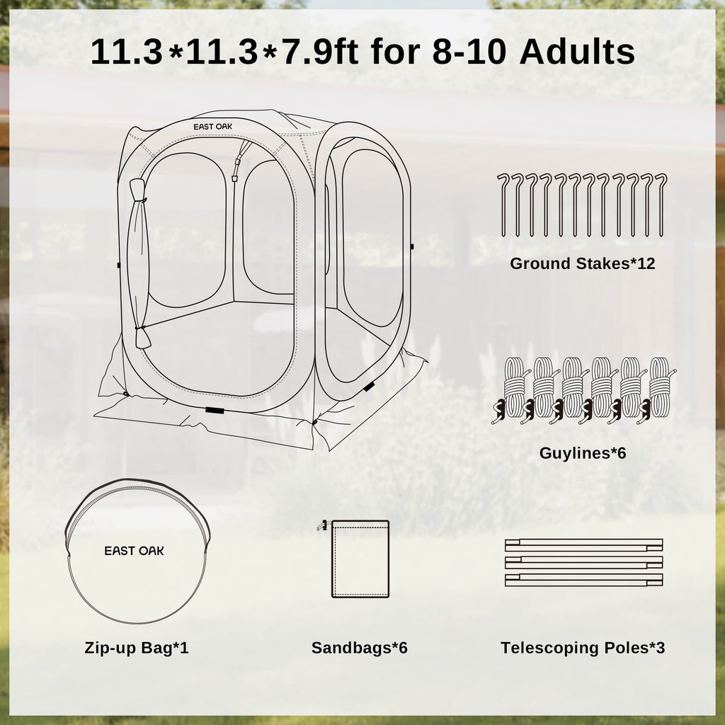 Pop-Up Screen House Tent 12 x 12 FT with Carry Bag A6952