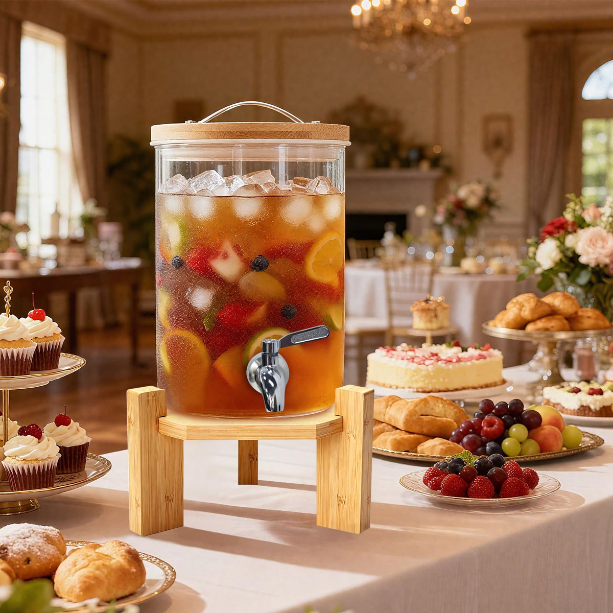 2.1 Gallon Glass Drink Dispenser with Stand J365983