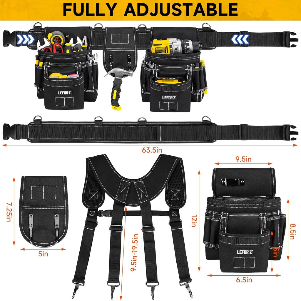 27-Pockets Heavy Duty Tool Belt with Suspenders M329381