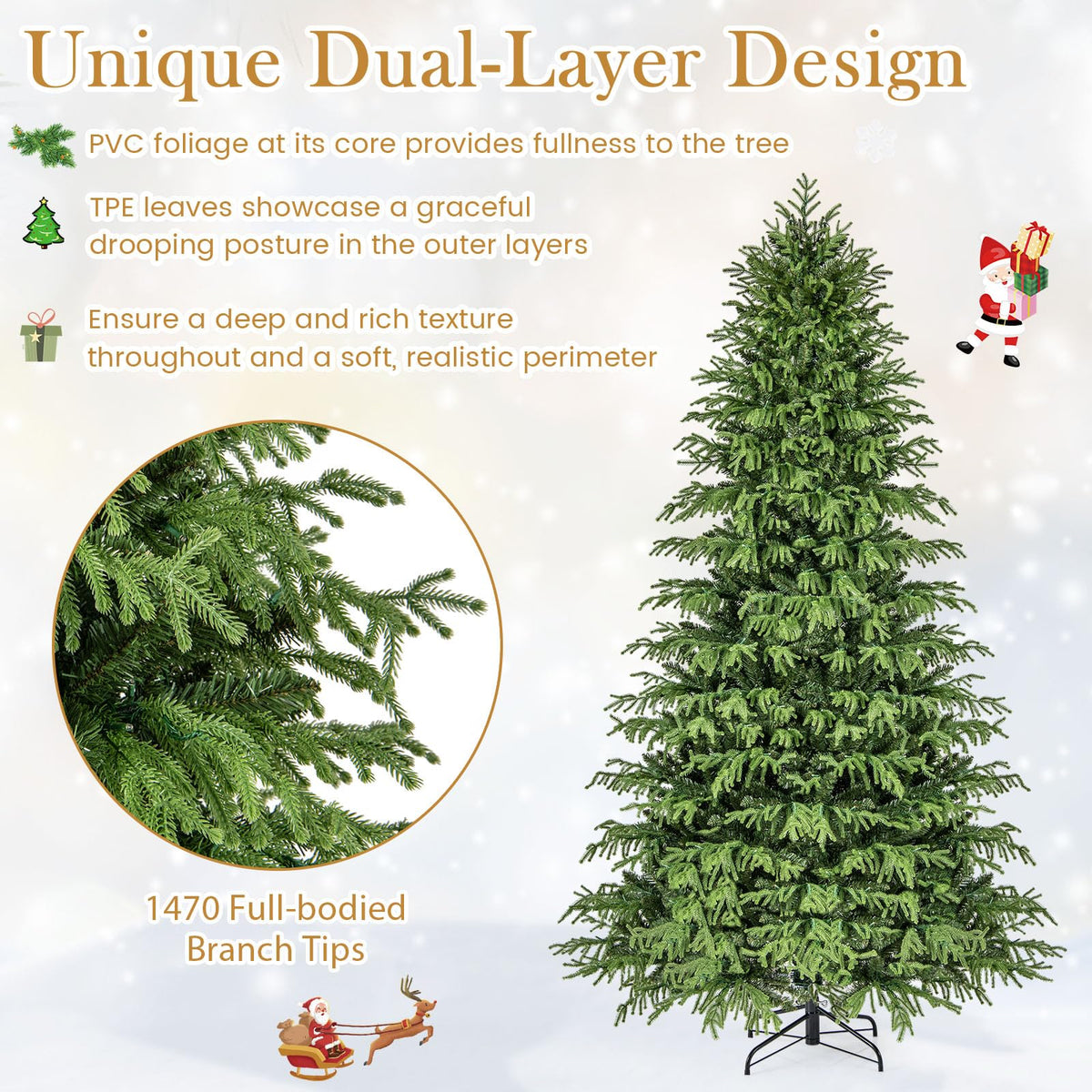 8 FT Pre-Lit Artificial Christmas Tree T142048