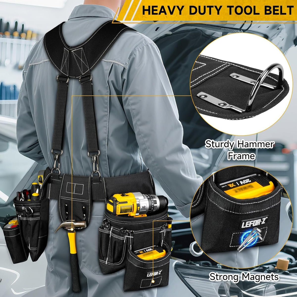 27-Pockets Heavy Duty Tool Belt with Suspenders M329381