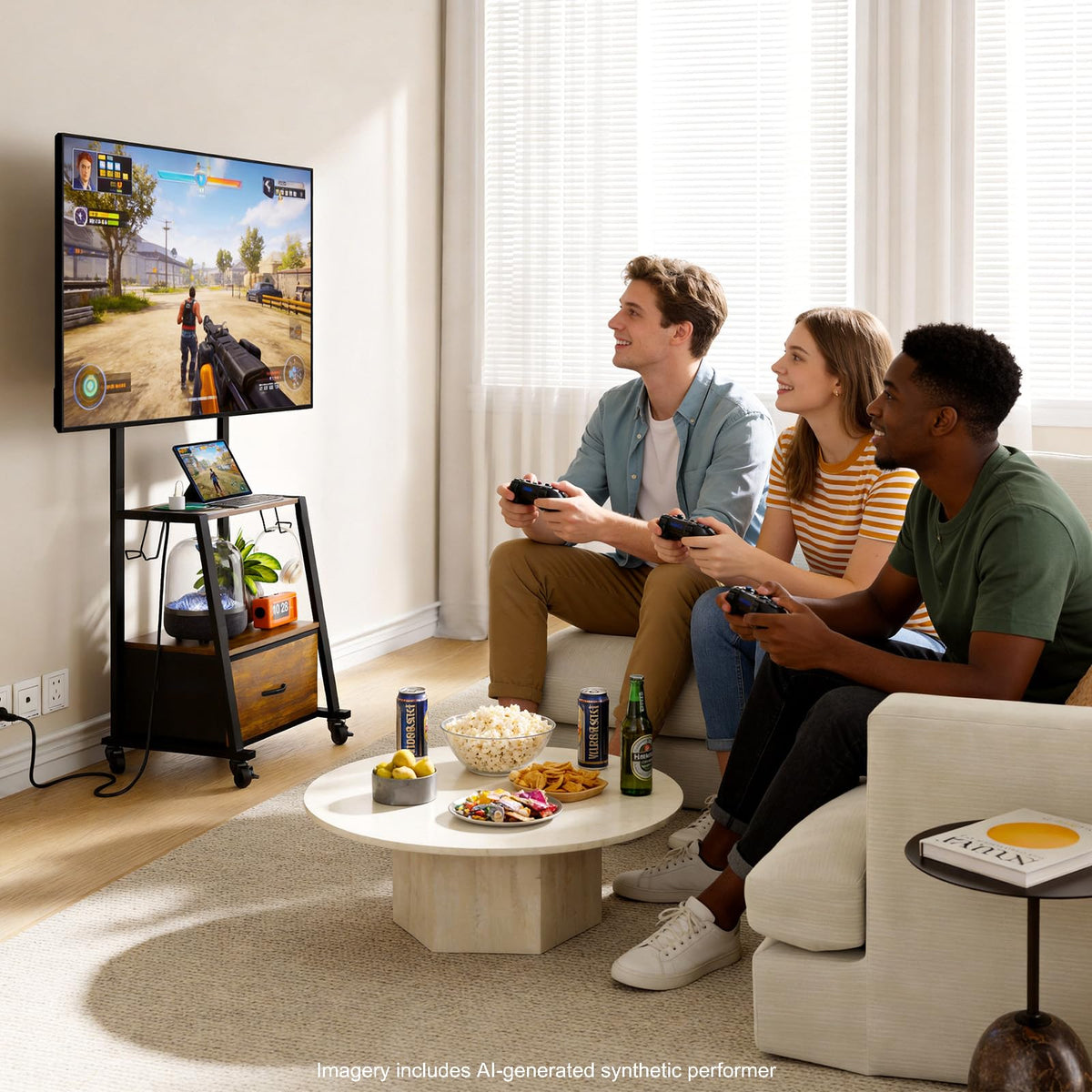 Rolling TV Stand on Wheels for 32-55 Inch TVs E334