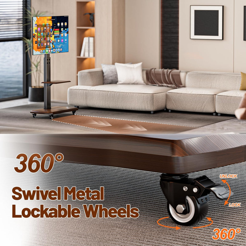 Rolling TV Stand with Power Outlet for 32 to 80 inch TVs C189