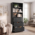 71” Tall Wood Bookshelf with 3 Drawers V9057