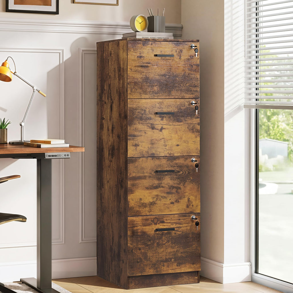 4 Drawer Wood File Cabinet H72031