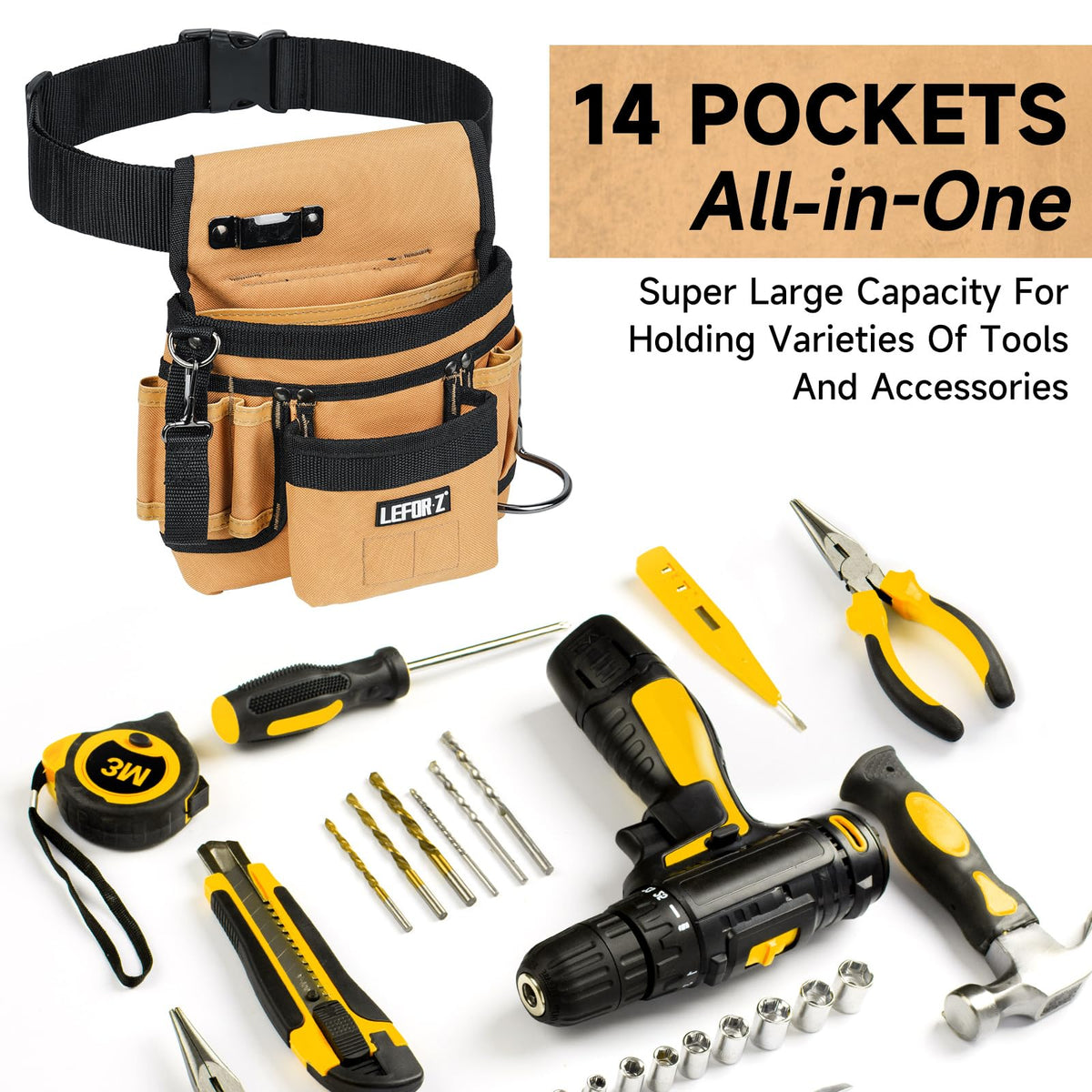 Tool Belt with Magnetic Tool Pouch J26114