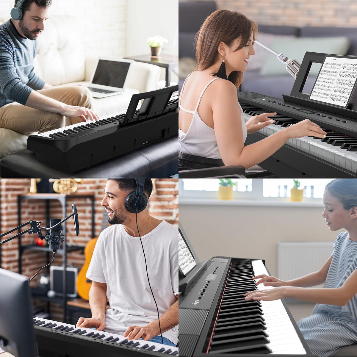88 Keys Weighted Hammer Portable Electric Keyboard Piano with Stand F602