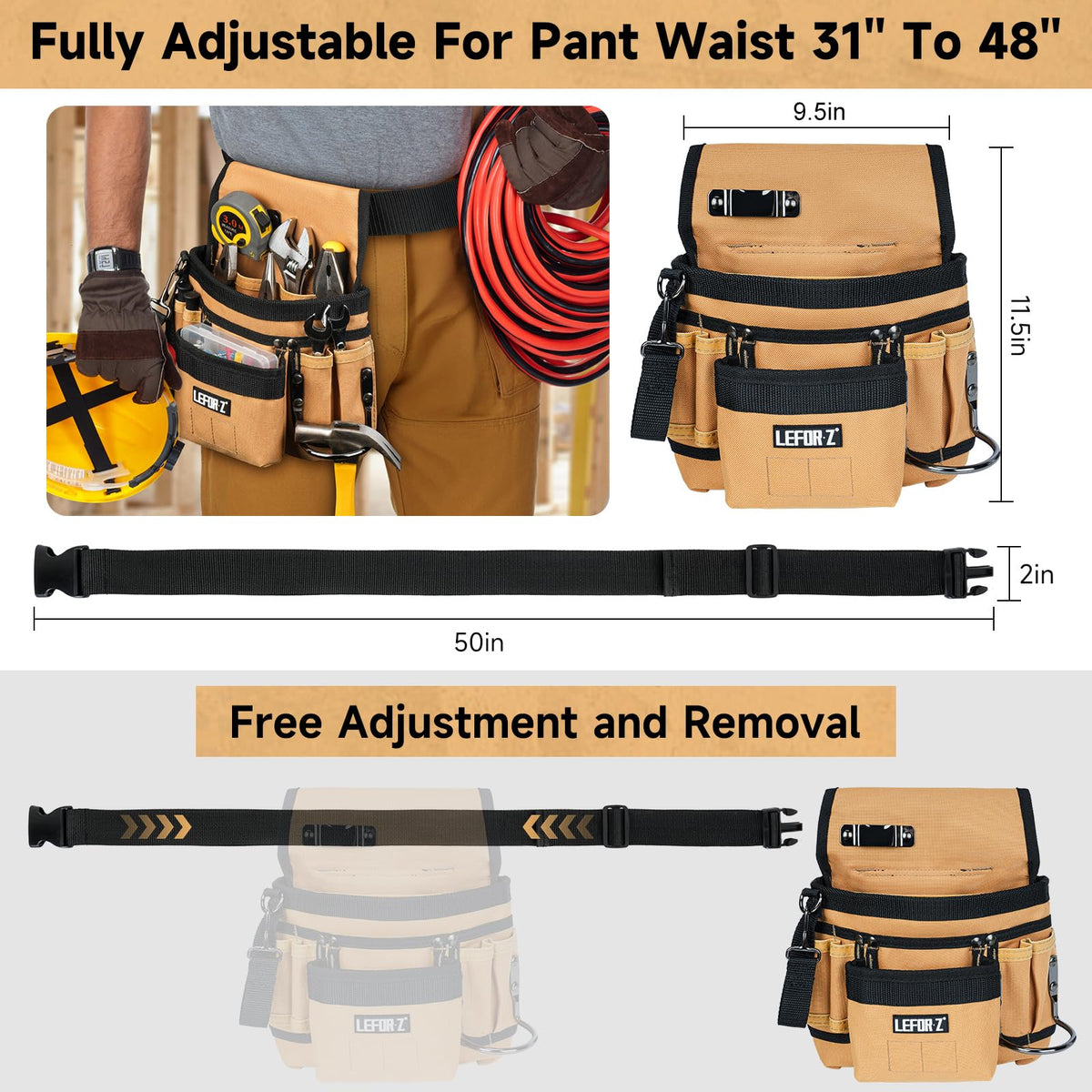 Tool Belt with Magnetic Tool Pouch J26114