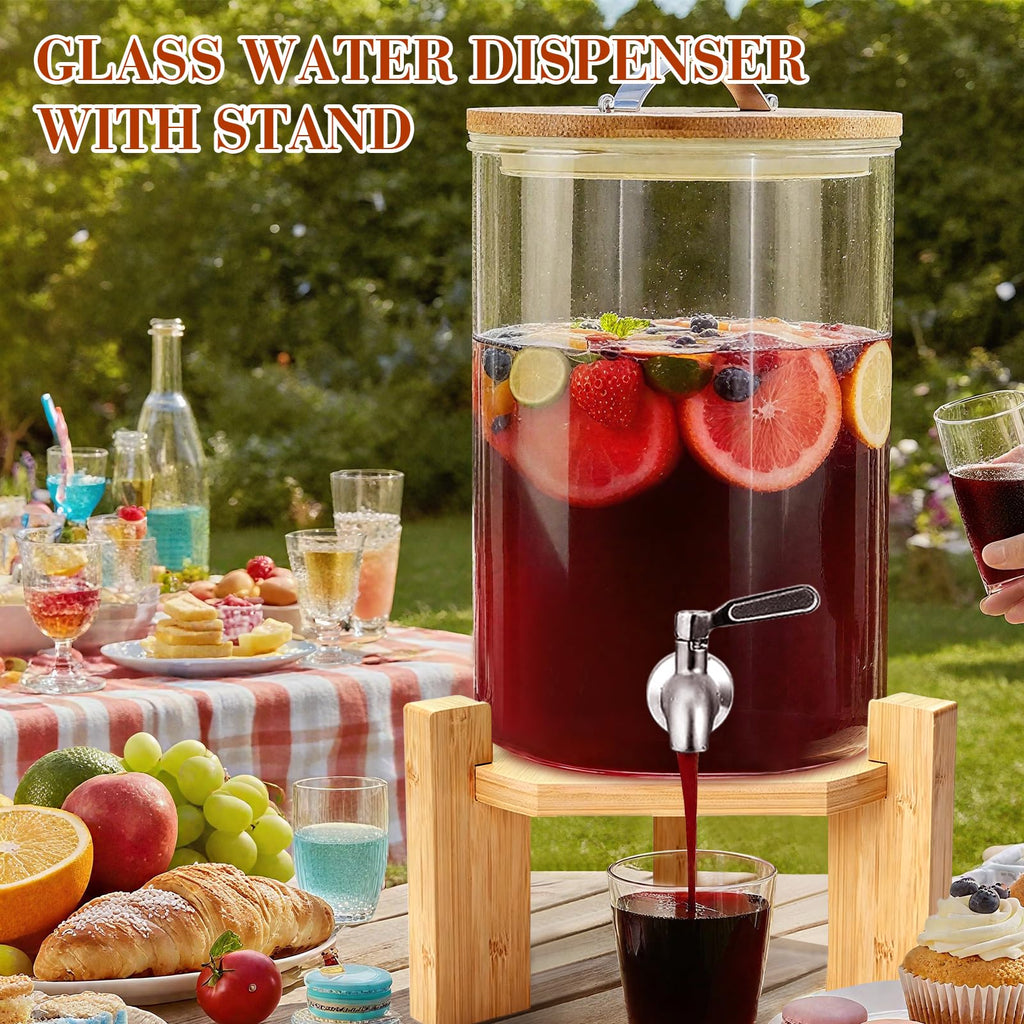 2.1 Gallon Glass Drink Dispenser with Stand J365983