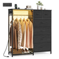 Dresser with Hanging Rod, Closet Organizer with 6 Fabric Drawers R660