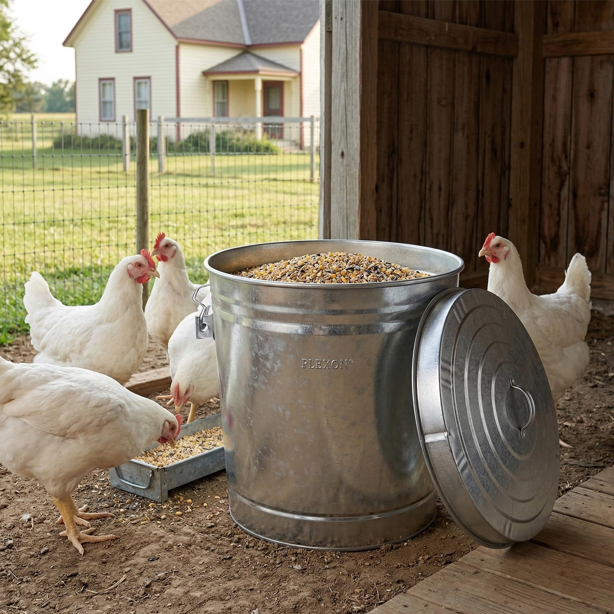 6 Gallon Galvanized Metal Trash Can with Lid F34127