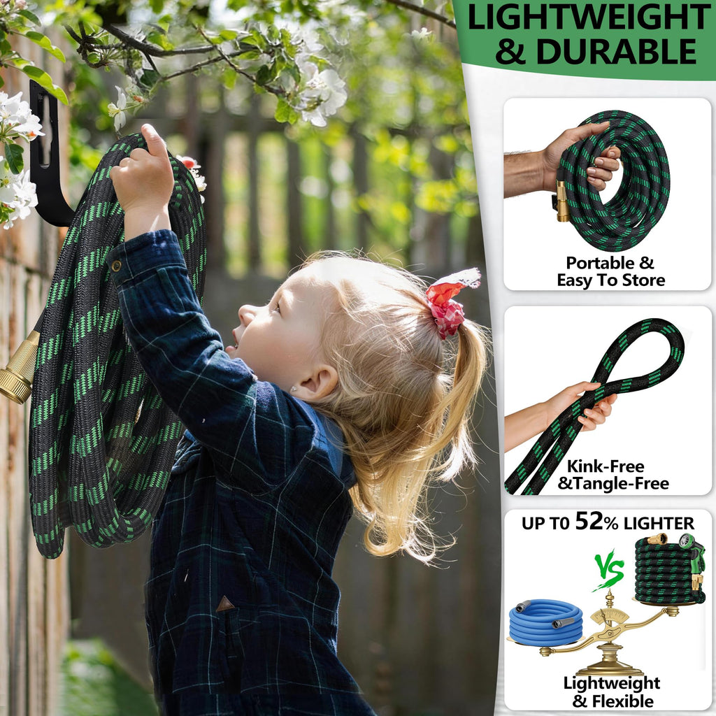100 ft Lightweight Flexible Garden Hose with 10-Function Nozzle H351189