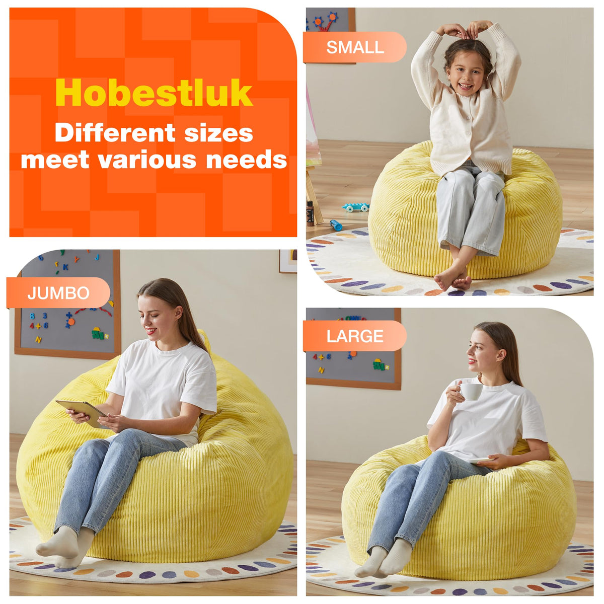 Oversized Bean Bag Chair with Filling P6958