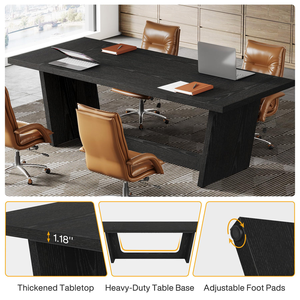 6 FT Rectangular Conference Table with Pedestal Base O933