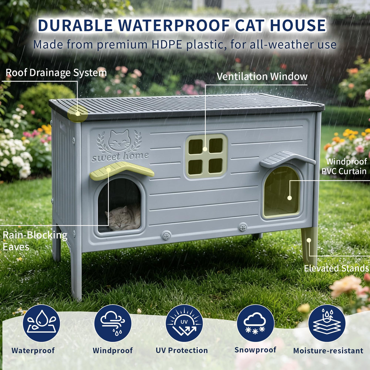 Waterproof Outdoor Cat House A1572