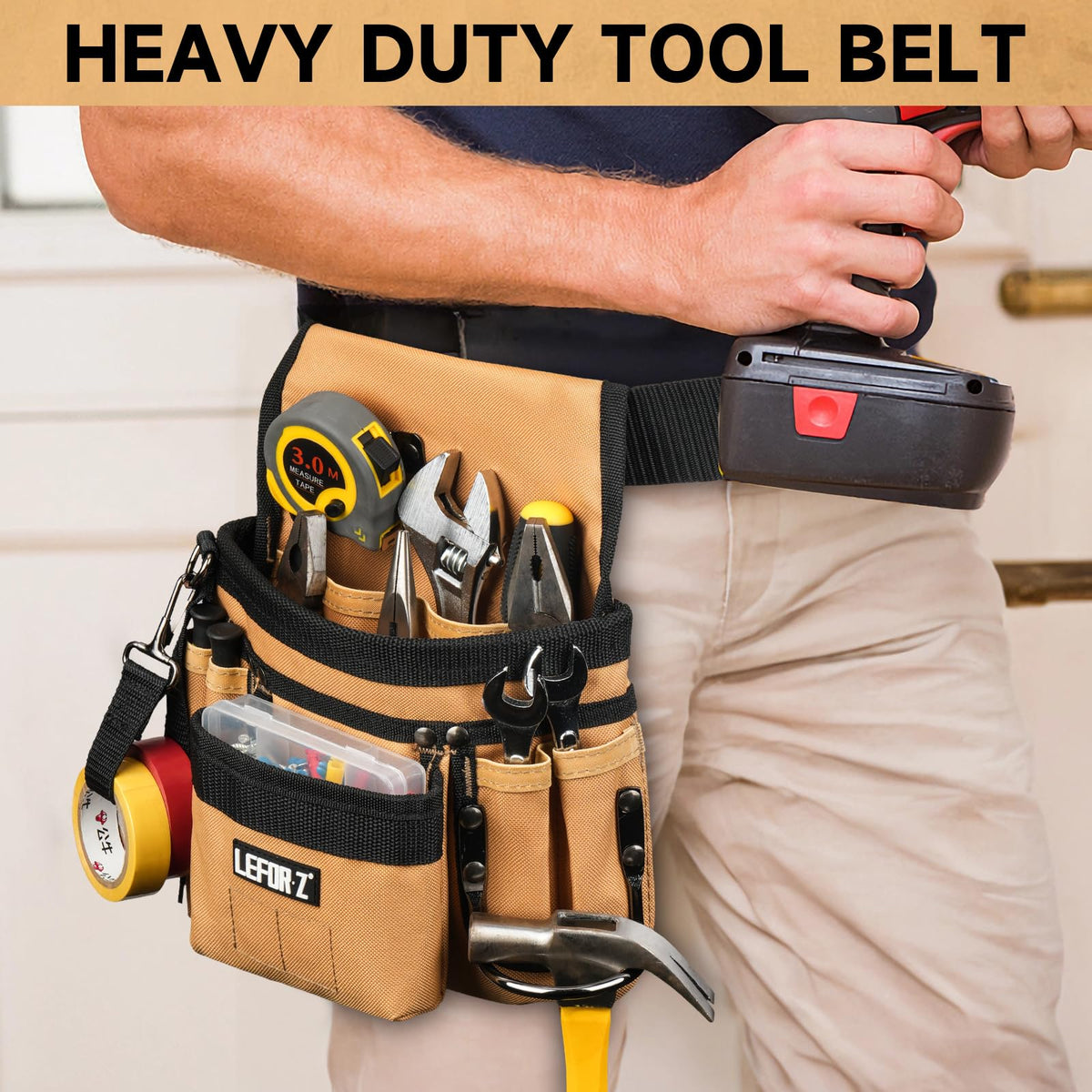 Tool Belt with Magnetic Tool Pouch J26114