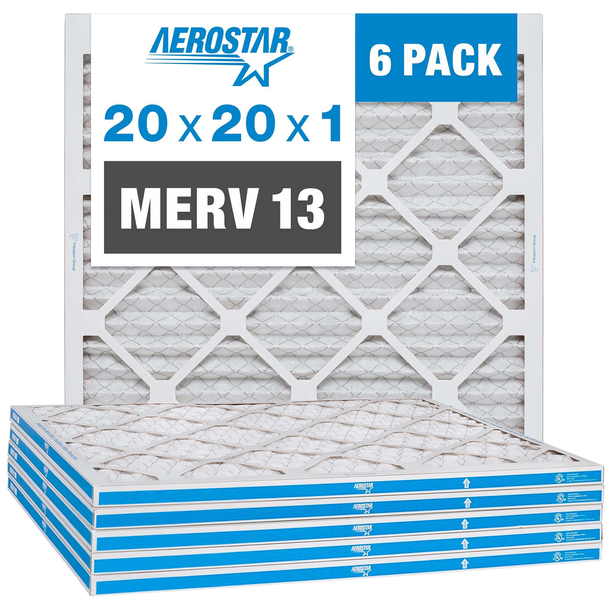 20-Inch 3-Speed Box Fan & 20x20x1 MERV 13 Pleated Air Filter 6 Pack U993480