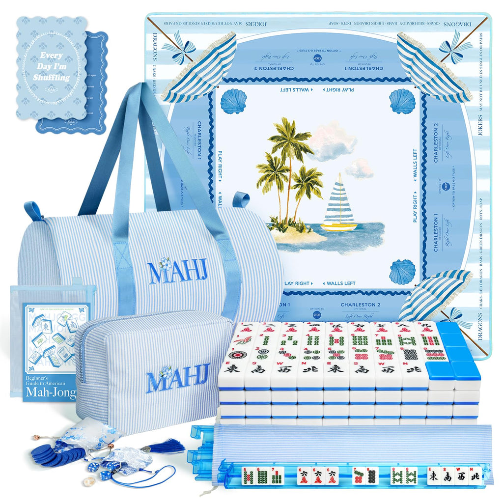 American Mahjong Set with 166 Tiles, Mat, 4 Racks, Dice, Chips, Bags & Instruction S372632