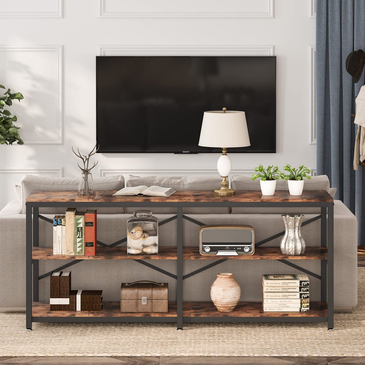 70.9 Inch 3-Tier Console Table with Storage Shelves Q6044