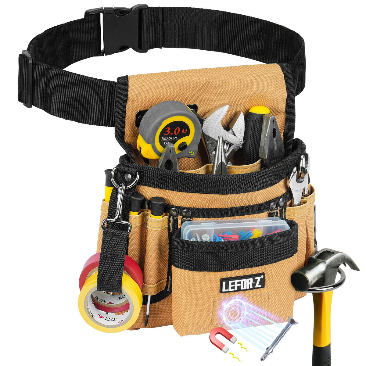 Tool Belt with Magnetic Tool Pouch J26114