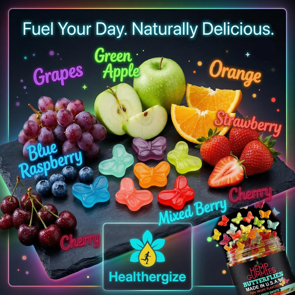 Hemp Gummies 10 Fruity Flavors 100 Count G25931