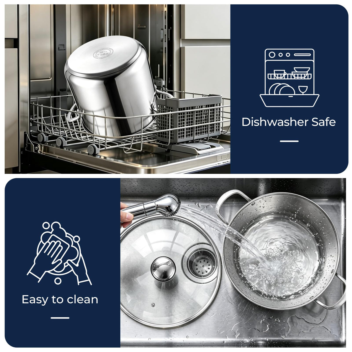 8QT Stainless Steel Stock Pot with Lid X58057