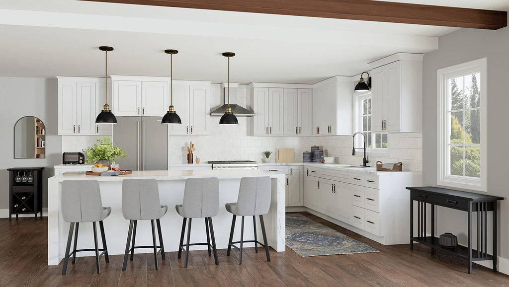 White Shaker Style Bridge Cabinet D392
