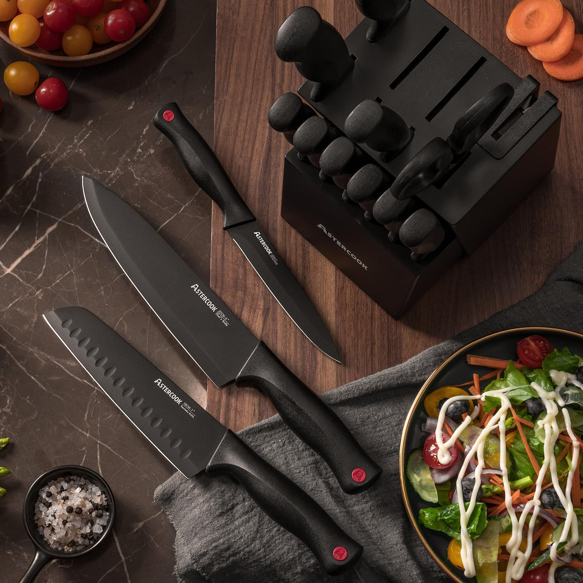 15 Pc German Knife Set with Block and Sharpener X2728