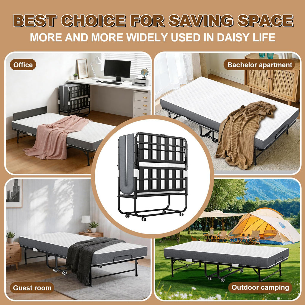 Folding Bed with Memory Mattress 75" x 38" Twin Z9372