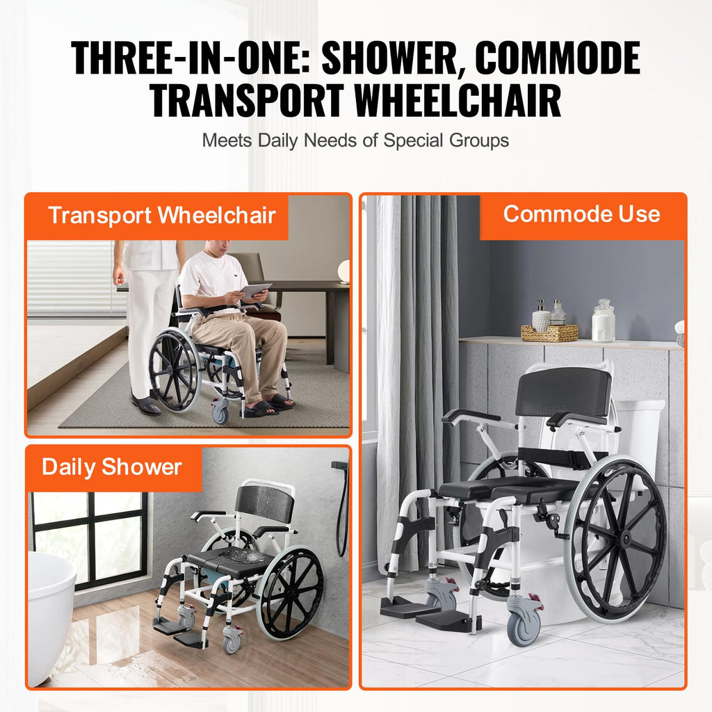17.5in Adjustable Aluminum Shower Wheelchair with Brake Q79329