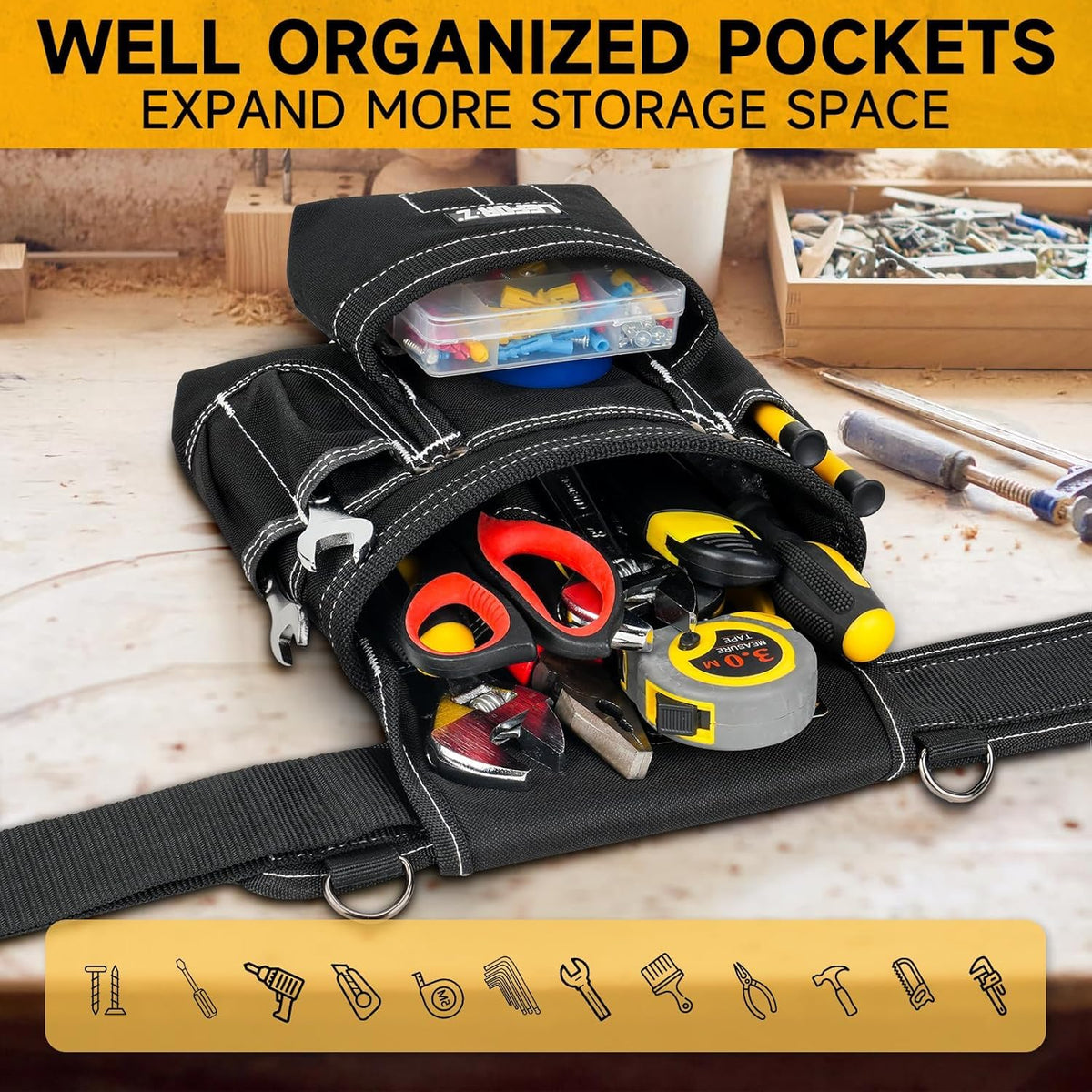 27-Pockets Heavy Duty Tool Belt with Suspenders M329381