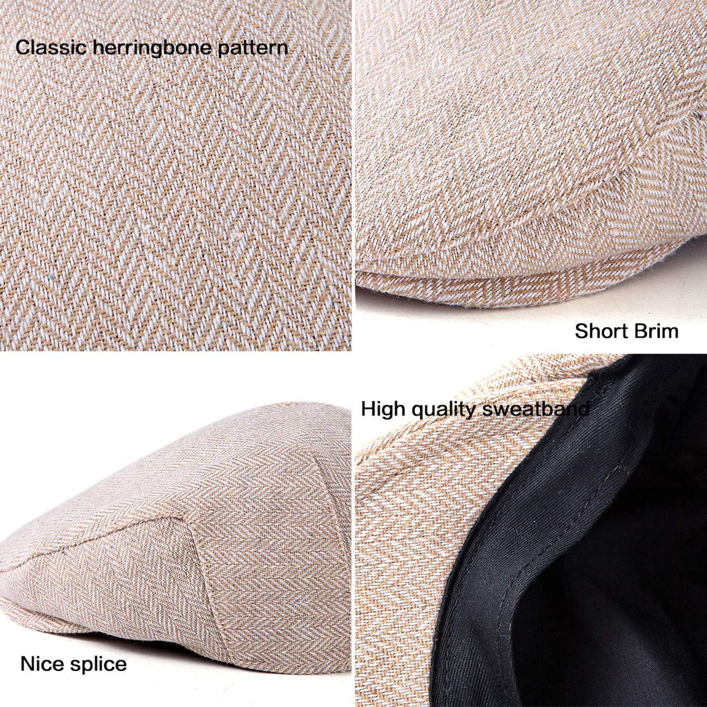 Wool Blend Tweed Herringbone Flat Cap I794