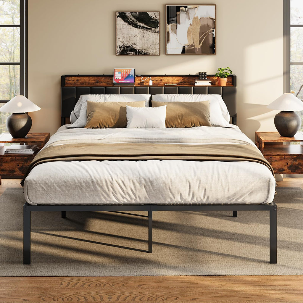 Queen Bed Frame with Upholstered Headboard B1170