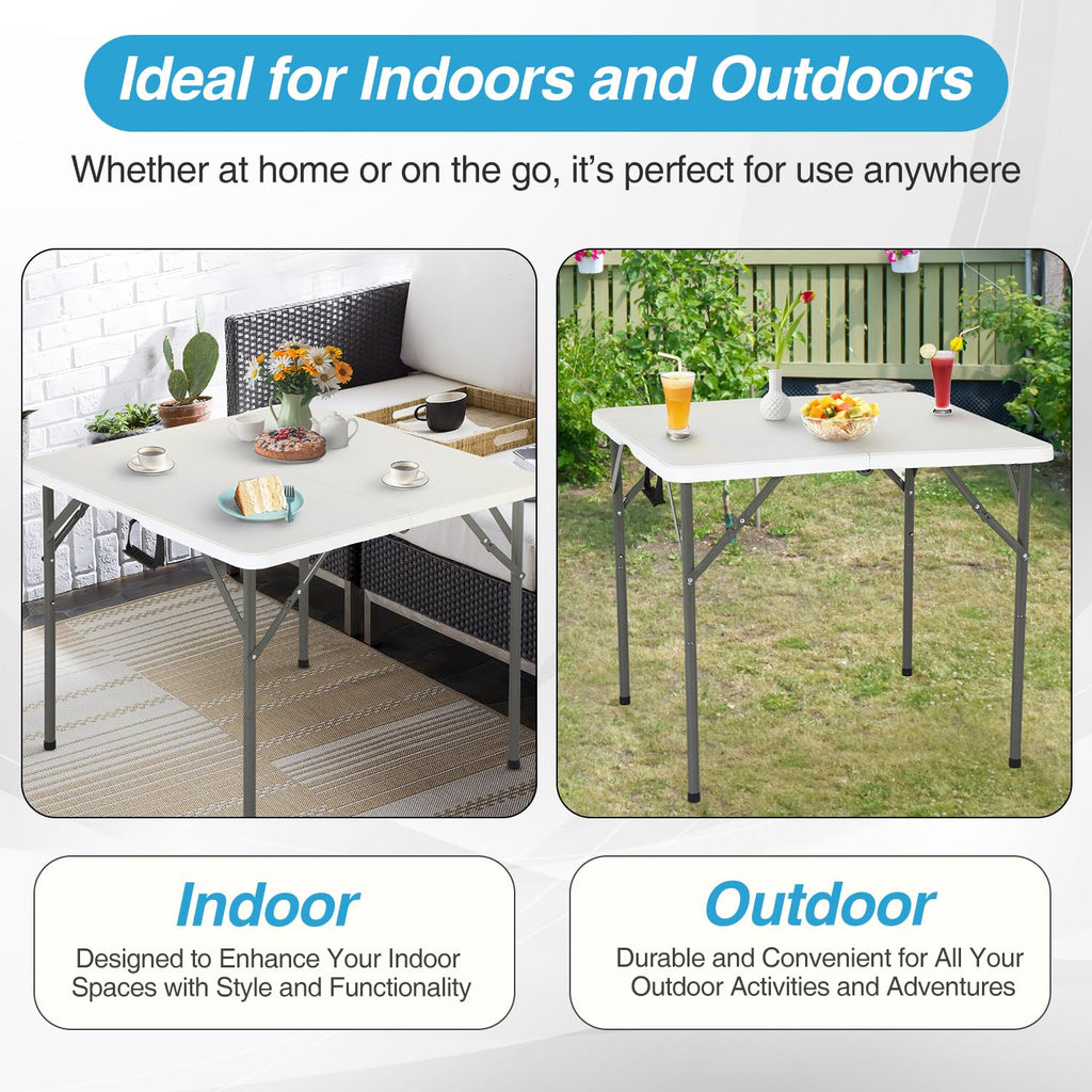 34" White Portable Plastic Folding Table O676257