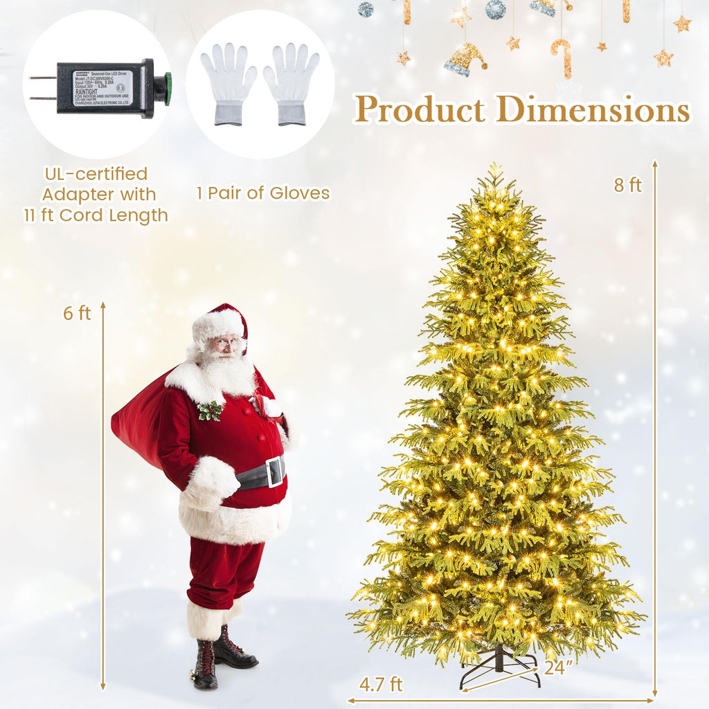 8 FT Pre-Lit Artificial Christmas Tree T142048