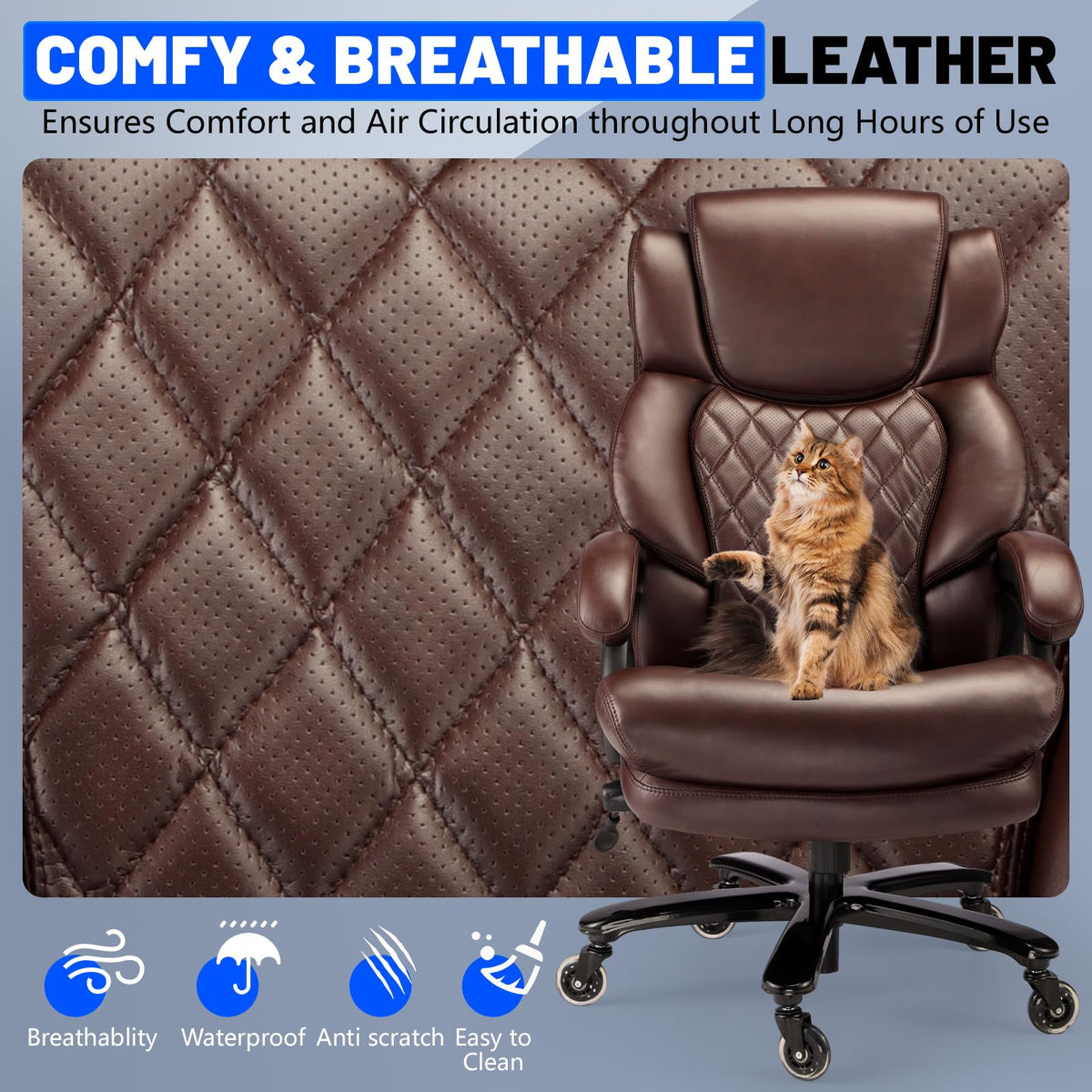 Big and Tall Office Chair with Adjustable Headrest L77784