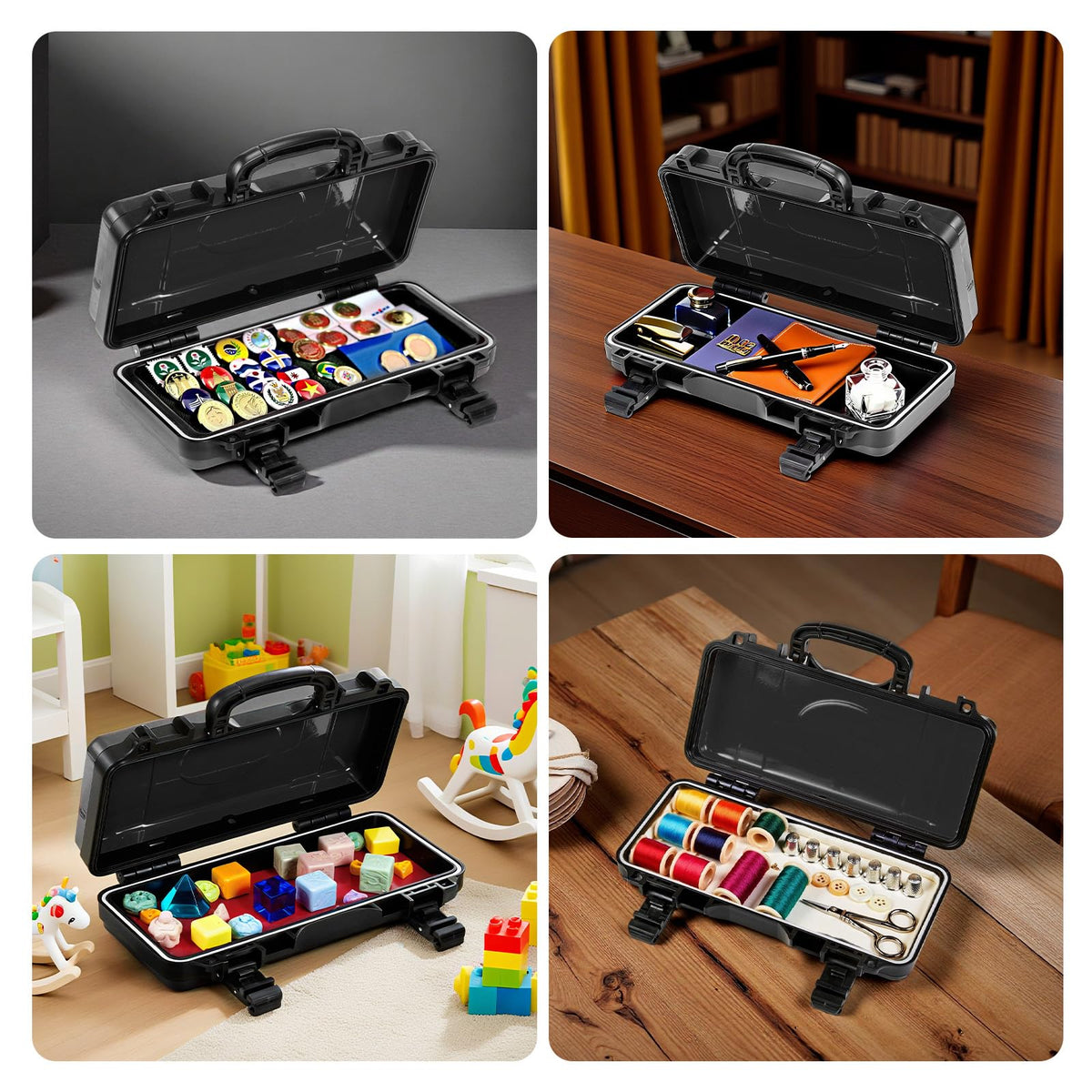 Black Steel Tool Box with Safety Latch and Handle B3821