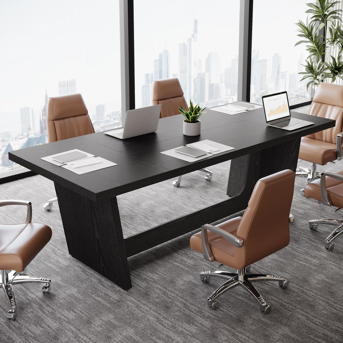 6 FT Rectangular Conference Table with Pedestal Base O933