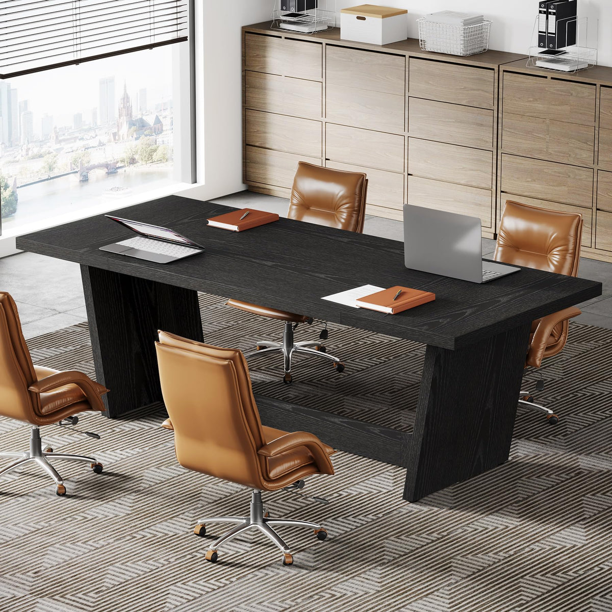 6 FT Rectangular Conference Table with Pedestal Base O933