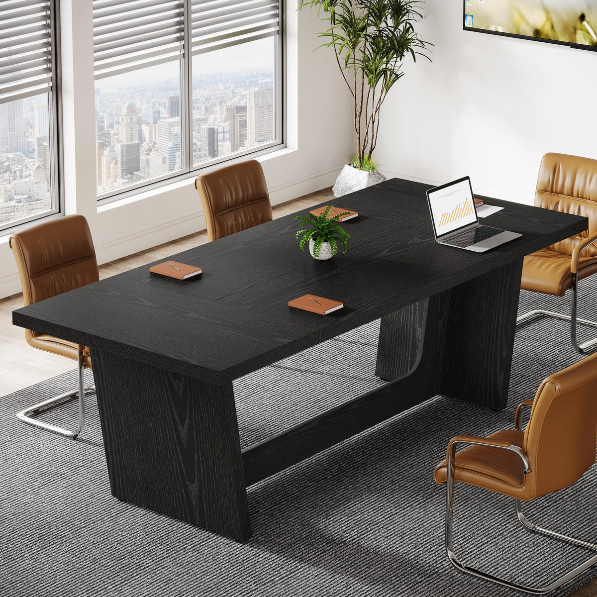 6 FT Rectangular Conference Table with Pedestal Base O933