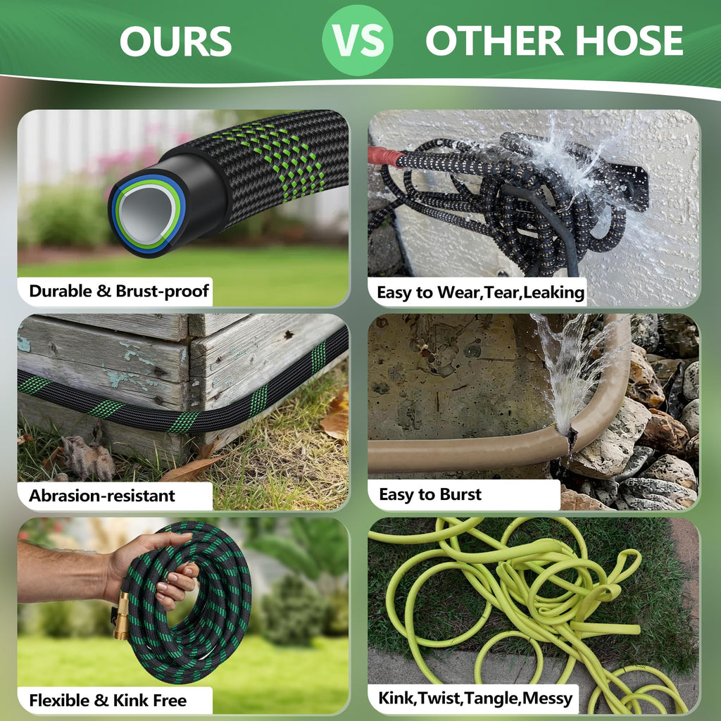 100 ft Lightweight Flexible Garden Hose with 10-Function Nozzle H351189
